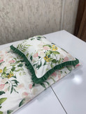 کاور تشک زیپدار و ۲عددروبالشی چین دار برگ سبز 🌿